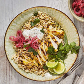 Lime pickle chicken with toasted cumin rice