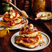 Banana pancakes with whipped honey butter
