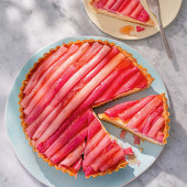 Rhubarb and custard tart