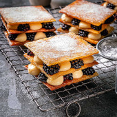 Blackberry and sage filo stacks