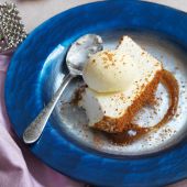 White chocolate mousse with spiced ice cream