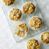 Pear, blue cheese and walnut muffins