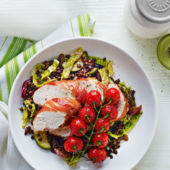 Parma ham chicken with lentils