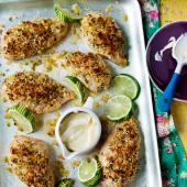 Crumbed lime chicken with zesty mayonnaise