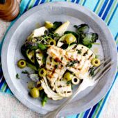 Griddled chicken with warm courgette and fennel salad