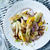 Smoked mackerel, fennel and orange quinoa
