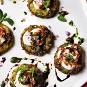 Mini crispy pea and potato cakes