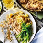 Pork loin steaks in cider and tarragon sauce