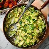 Creamy shredded Brussels sprouts