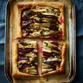 Beetroot, chicory and blue cheese tart