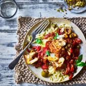 Slow cooker Mediterranean cod with tomato and red peppers