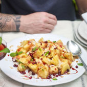 Pineapple, coconut, mint and pomegranate salad