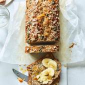 Seeded banana and apricot loaf