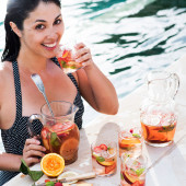 Pink sangria with mint