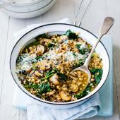 Wild mushroom ‘speltotto’ with pine nuts