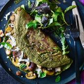 Super-green halloumi omelette