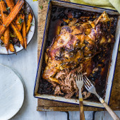 Balsamic-glazed slow-roast lamb
