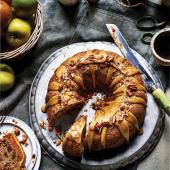 Spiced apple cake with maple syrup glaze