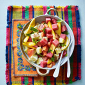 Tropical fruit salad with lime and chilli