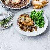 French onion pork steaks