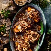 Sweet potatoes with almond tahini 