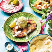 Caramelised pineapple with Malibu ice cream