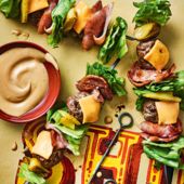 Bacon cheeseburger skewers