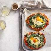 Eggs Florentine flatbreads