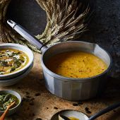 Roasted root vegetable and barley broth