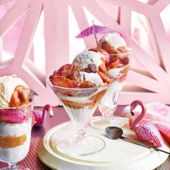 Roasted peach ice-cream sundae