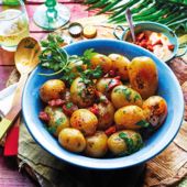 Barbecued spuds with chorizo mayo