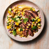 Moroccan-style lamb with warm houmous