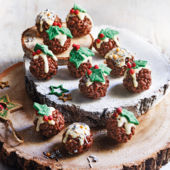 Crispy chocolate Christmas puds