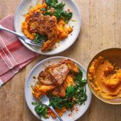 Harissa lamb chops with sweet potato mash