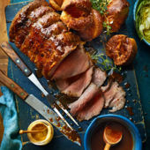 Triple-mustard roast beef and Yorkshire pudding