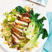 Sticky glazed pork with cashew and lemongrass rice