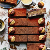 Double chocolate and amaretti slice