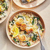 Cacio e pepe risotto with scallops