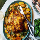 Roast chicken with mustard and sage