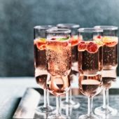 Rosé, raspberry and mint fizz