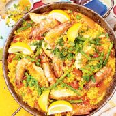 Langoustine and chicken paella