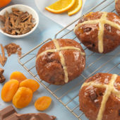 Spiced chocolate and orange hot cross buns