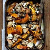 Butternut squash and goats' cheese crumble