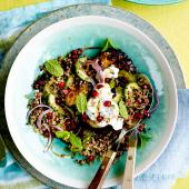 Spiced aubergine quinoa salad