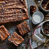 Double chocolate fudge traybake with chocolate cinnamon frosting