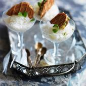 Mint julep granita with lemon waffle biscuits