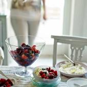 Boozy red fruit with white chocolate and cream