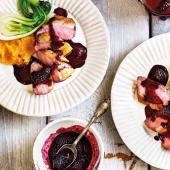 Duck breasts with spiced blackberry sauce