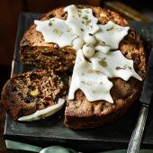 Apricot, cherry and marzipan cake