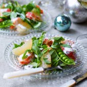 Lobster, grapefruit and pea shoot salad